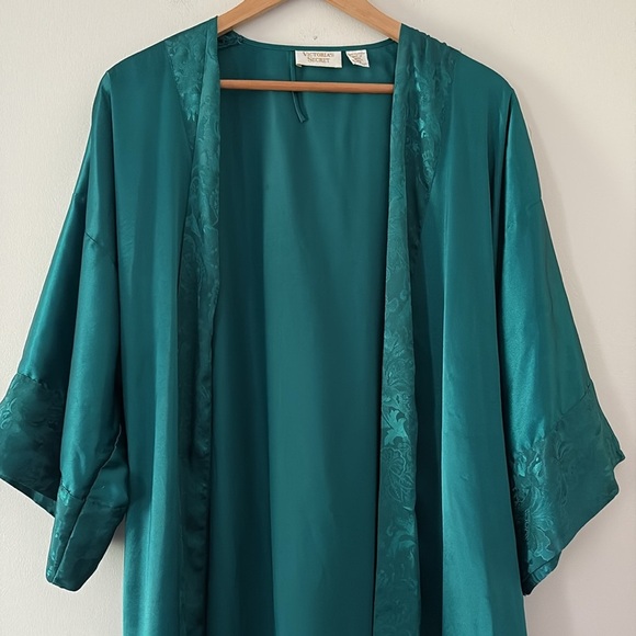 Vintage Victoria's Secret Emerald Green Robe Tie Waist One Size - Picture 2 of 15